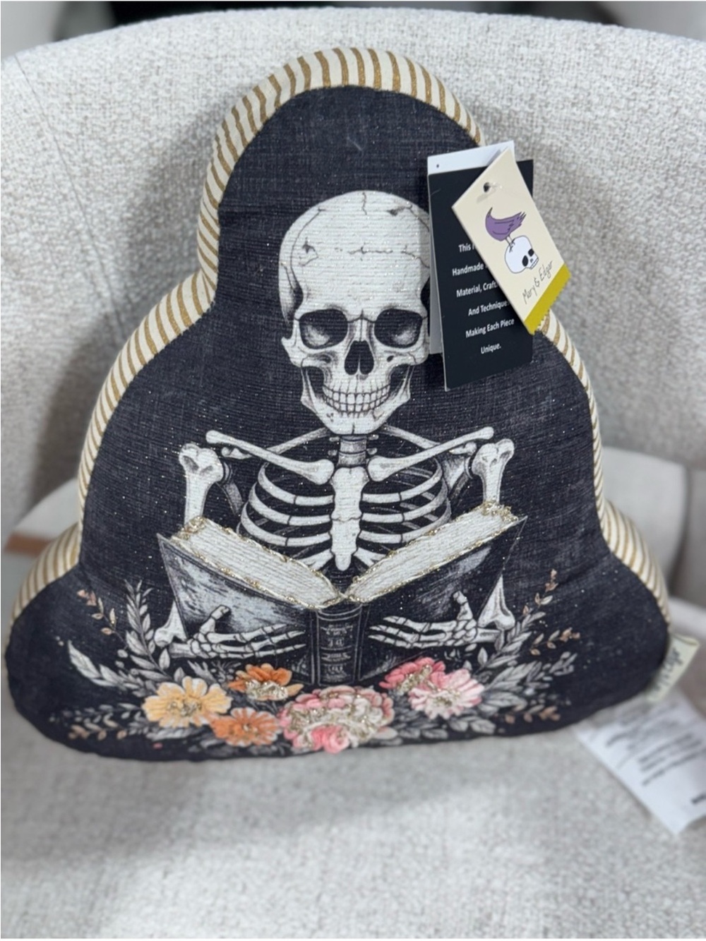 Skeleton Reader Decorative 3 Throw Pillows - Black - Picture 2 of 2